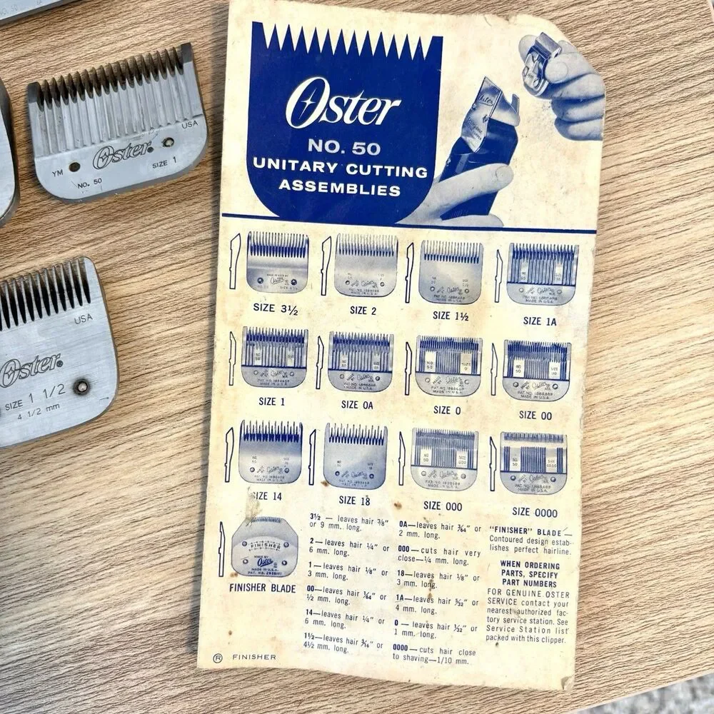Vintage Barber Lot Oster No. 50 Clipper Blades Andis BG Blade Straight Razor